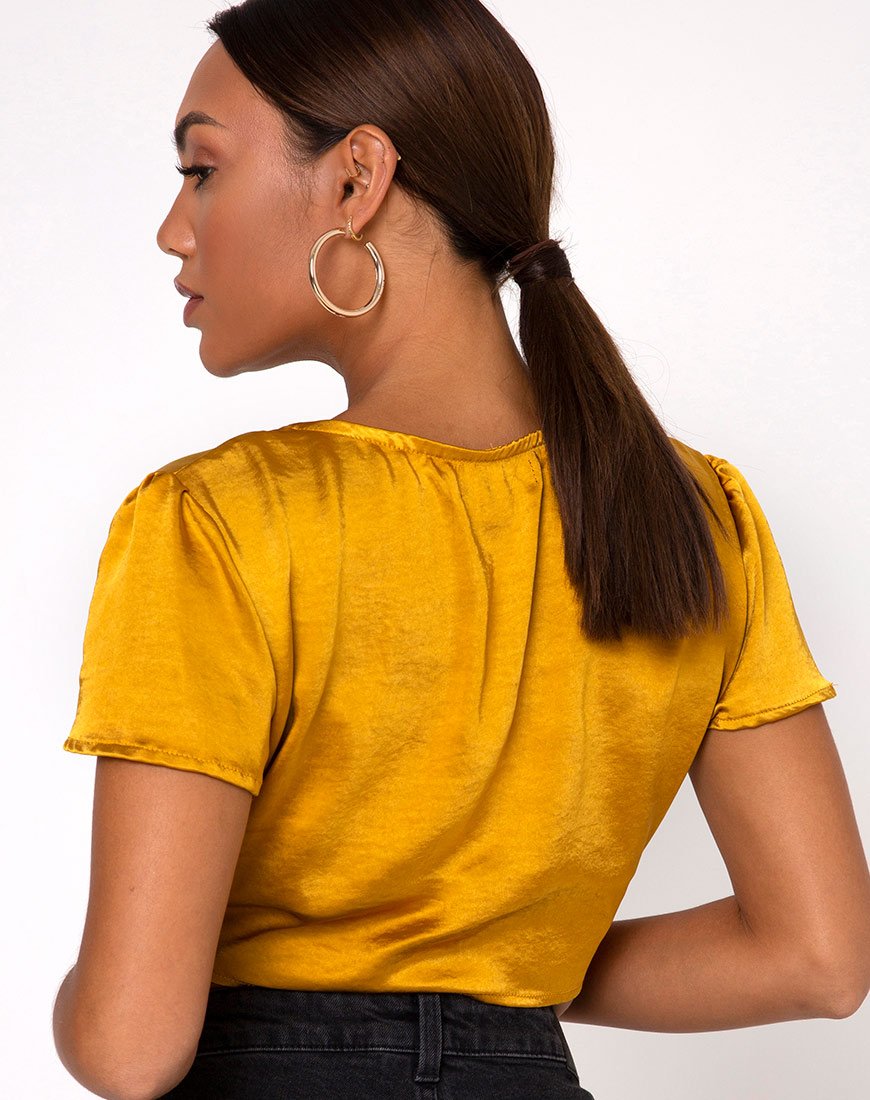 Crop Top Shaera in raso color curcuma
