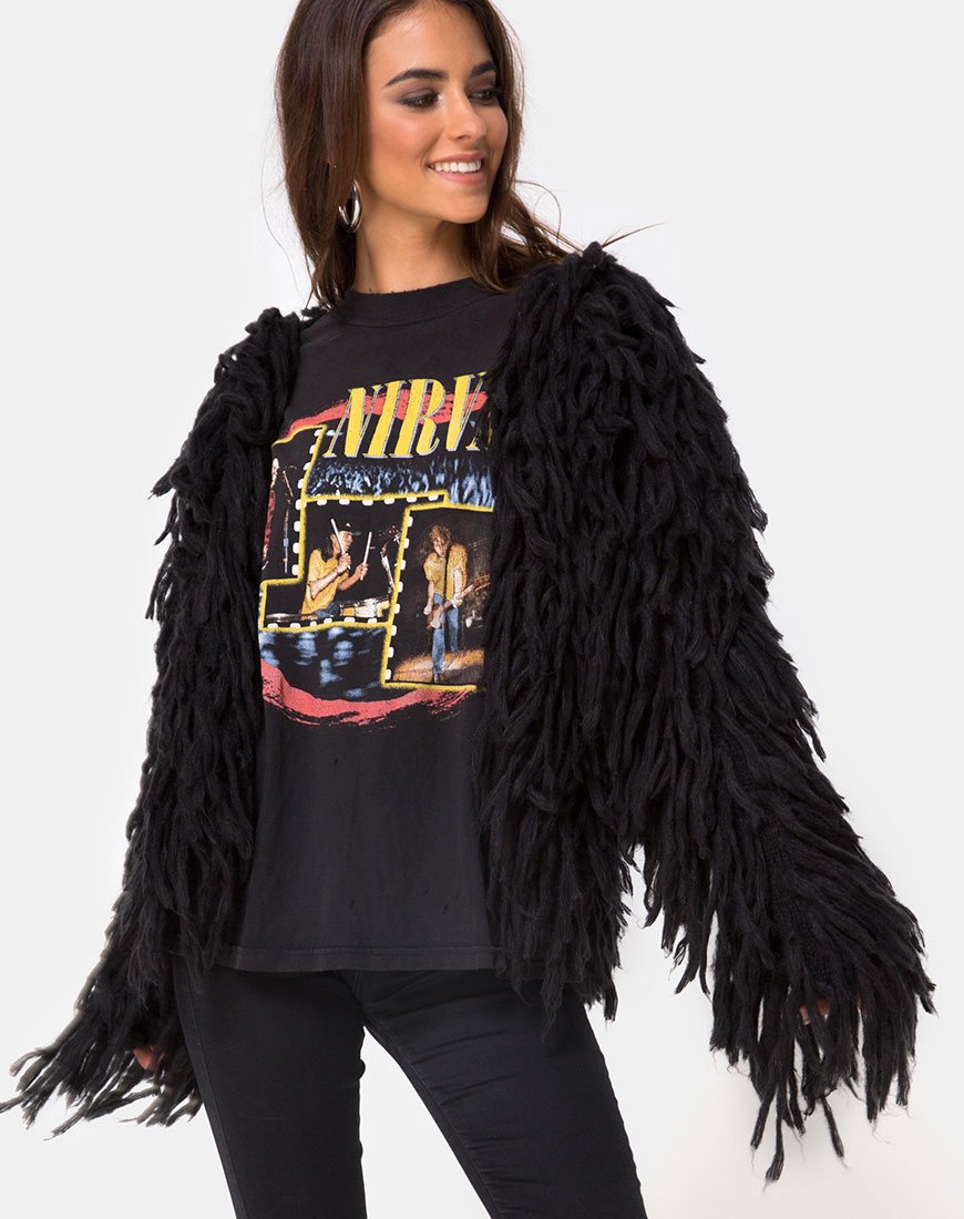 Cardi in maglia shaggy in nero Moheir