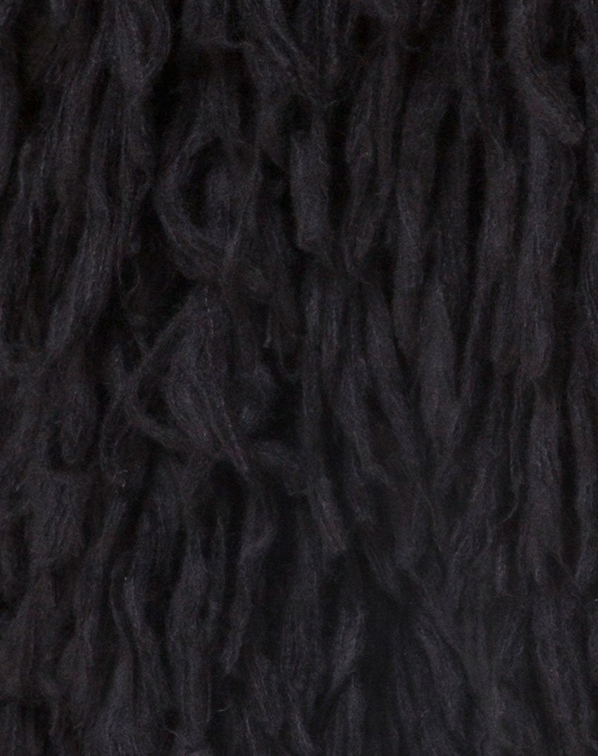 Immagine di Shaggy Knit Cardi in Moheir Nero