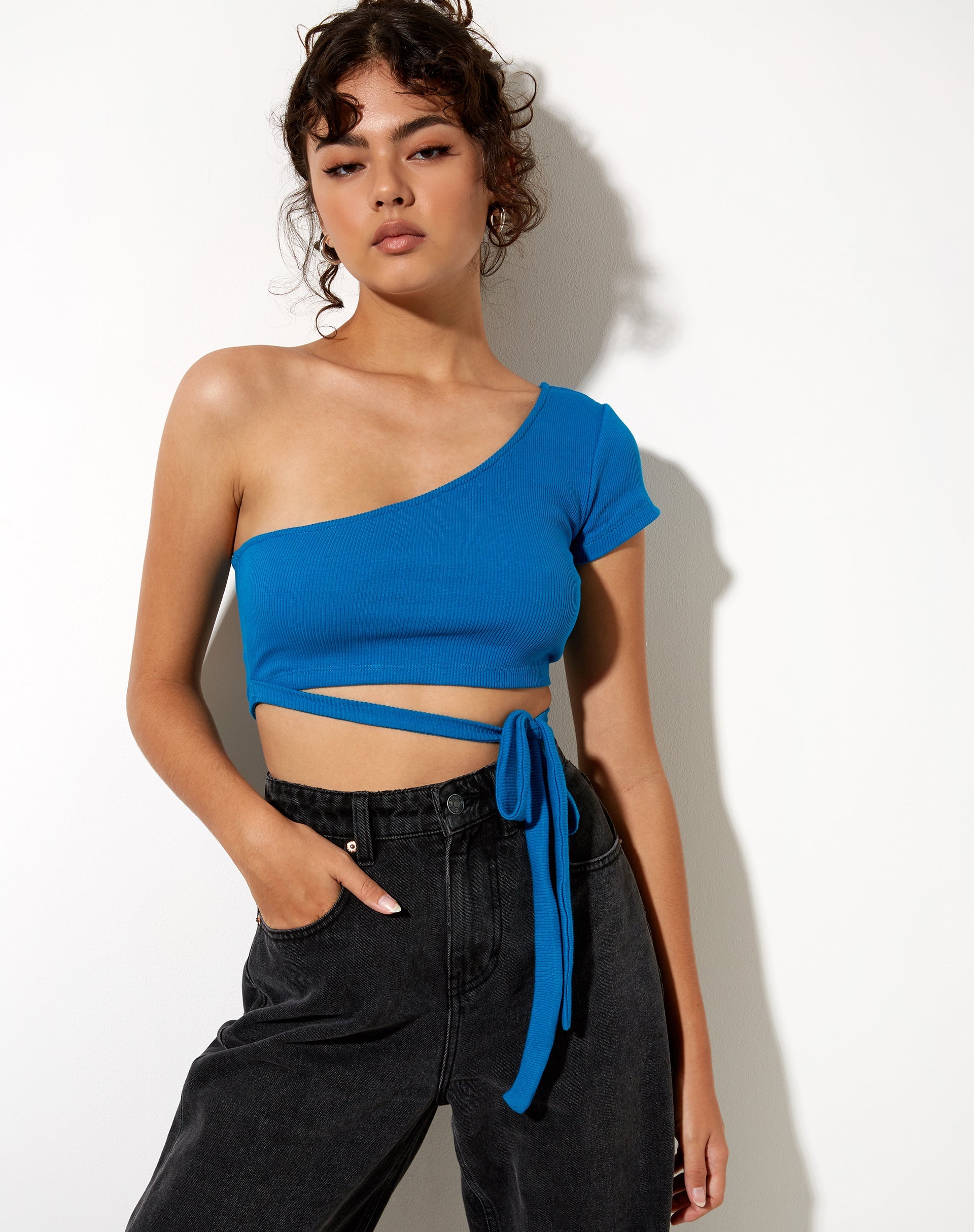 Immagine di Shanon Crop Top in Rib Aqua