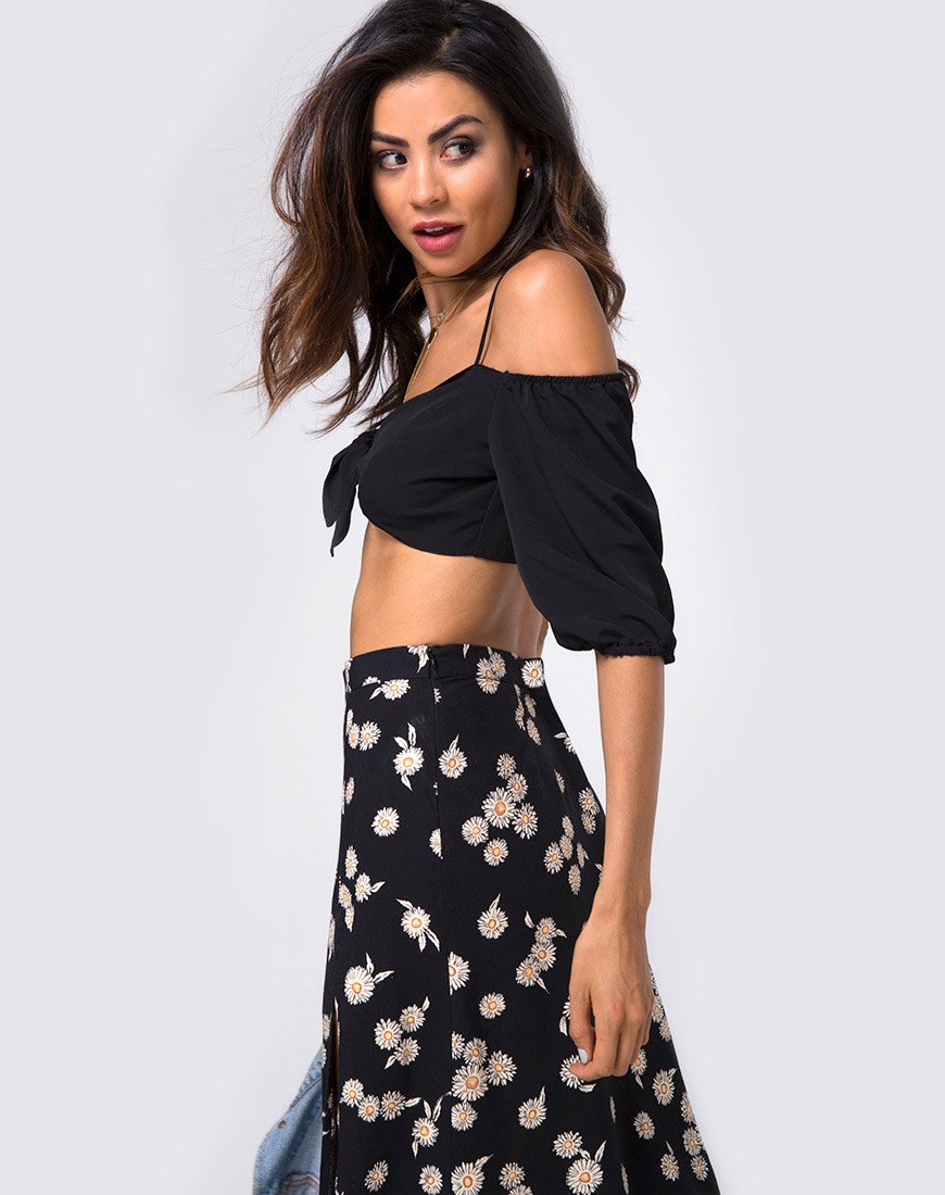 Maxi gonna Shayk in stile floreale margherita grunge
