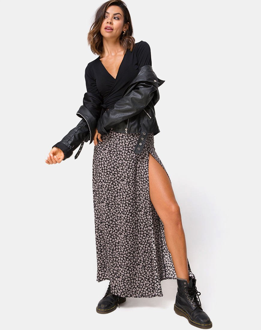Immagine di Shayk Maxi Gonna in Ditsy Rose Nero