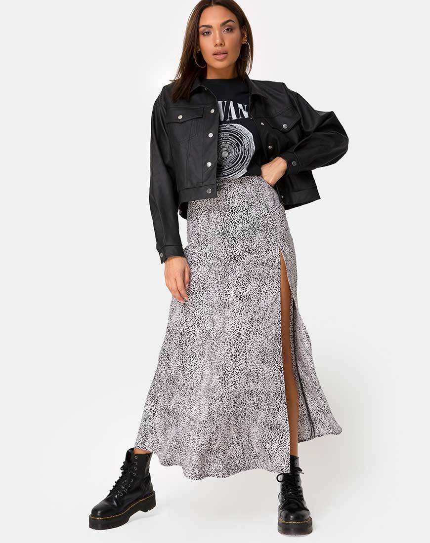 Gonna midi Shayk in Leo Spot bianco e nero