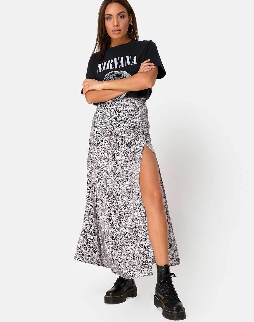 Immagine della gonna midi Shayk in Leo Spot Bianco e Nero