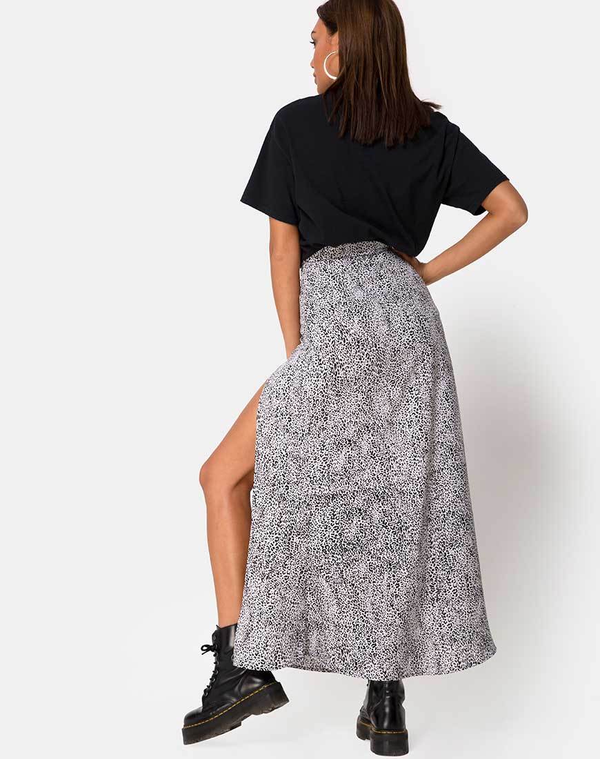Gonna midi Shayk in Leo Spot bianco e nero