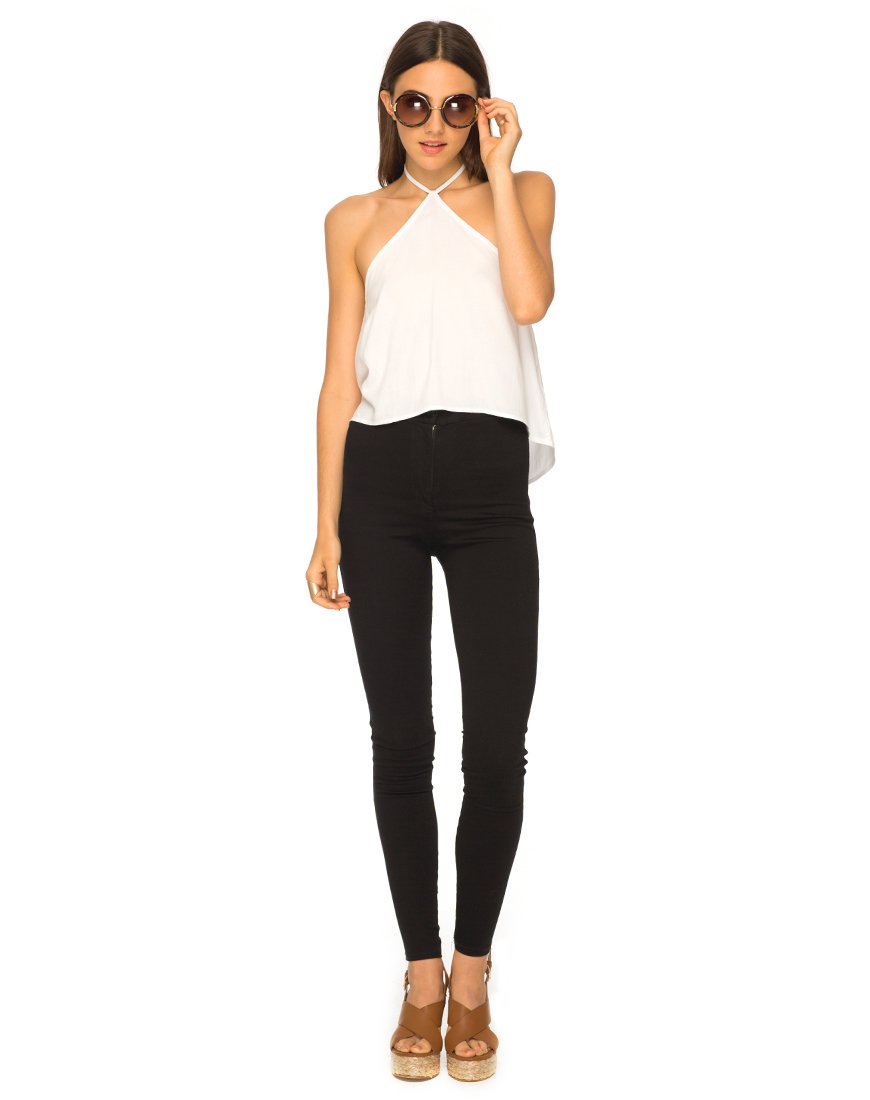 Shea - Crop Top con aletta in bianco