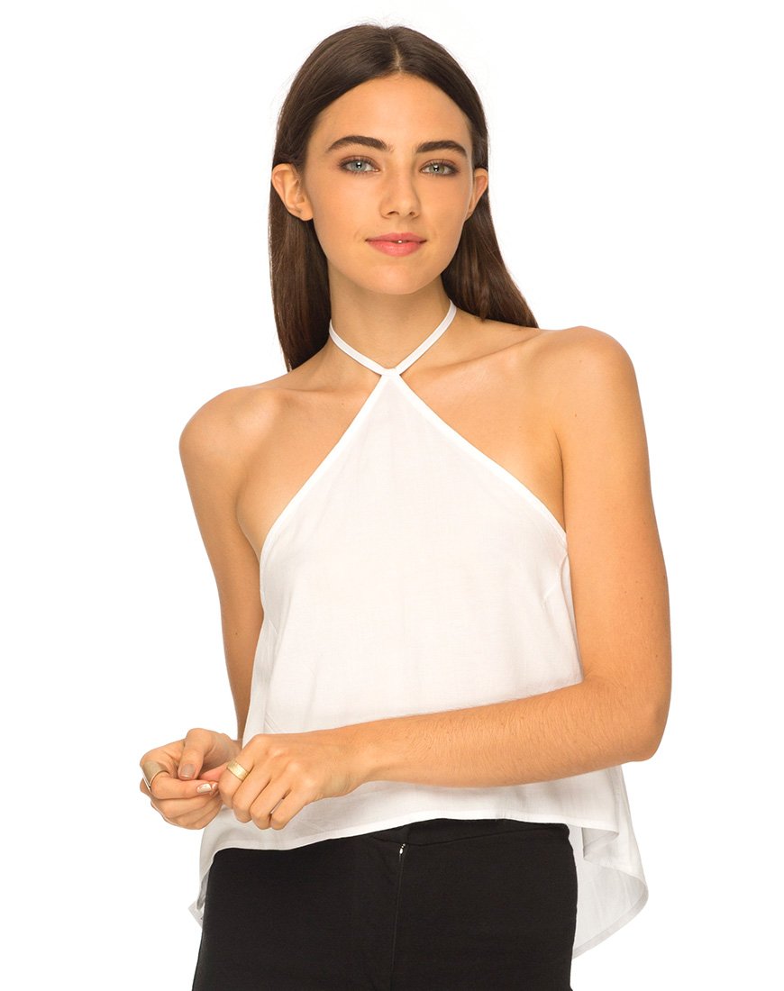 Shea - Crop Top con aletta in bianco