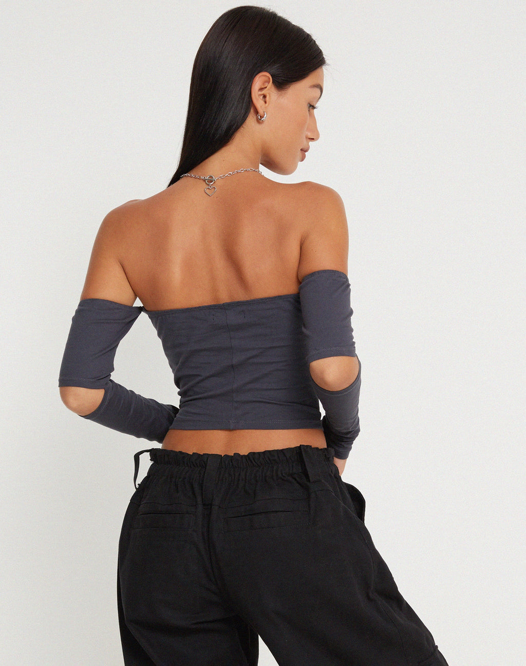Shelbo Crop Top Bardot in Ocean Storm