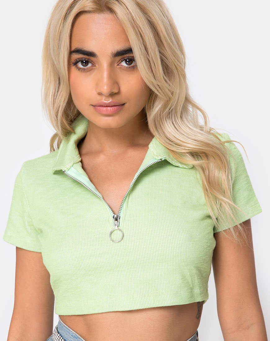 Immagine di Shen Crop Top in Rib Pastel Lime