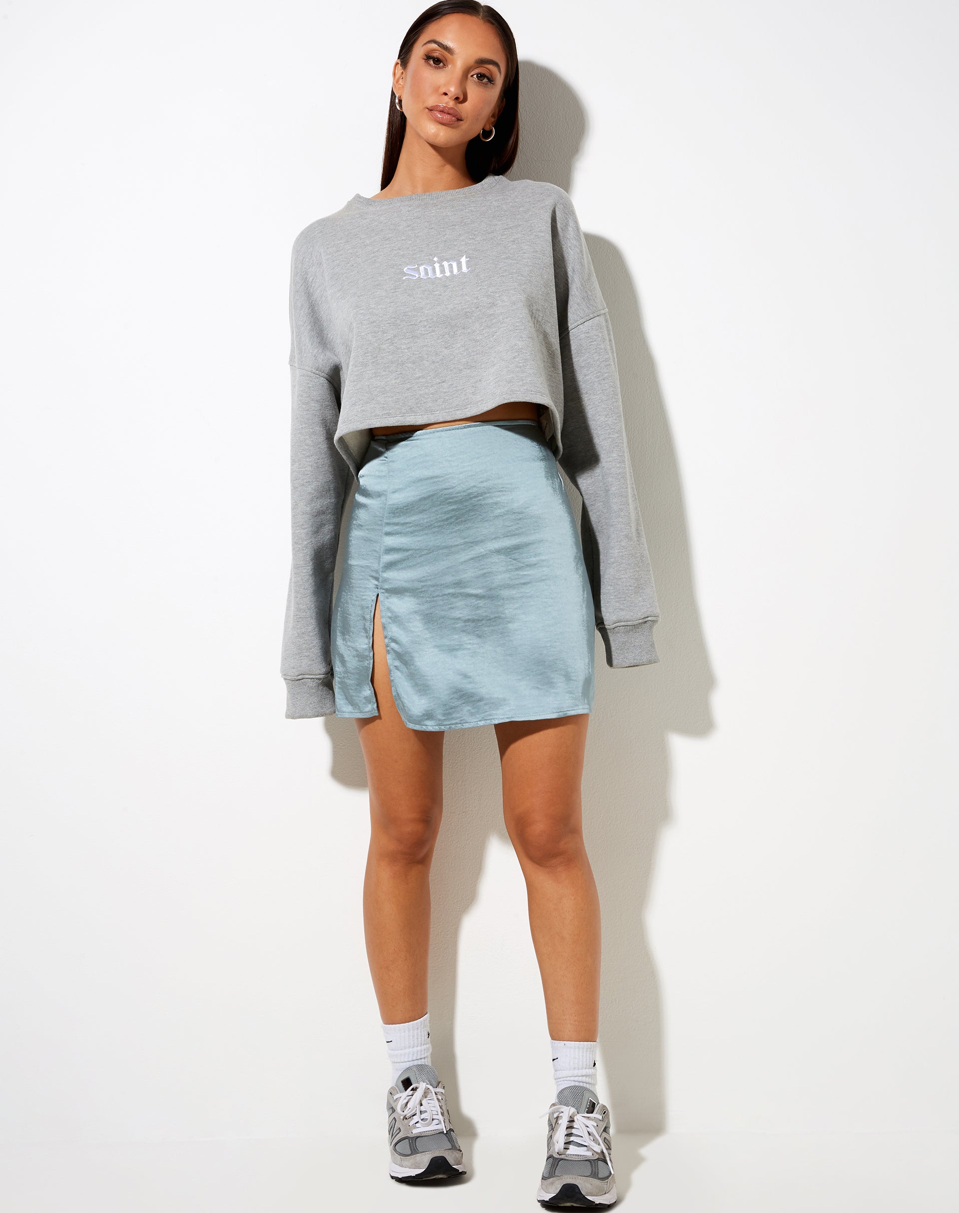Immagine di SHENKA SKIRT SATIN SILVER BLUE#41