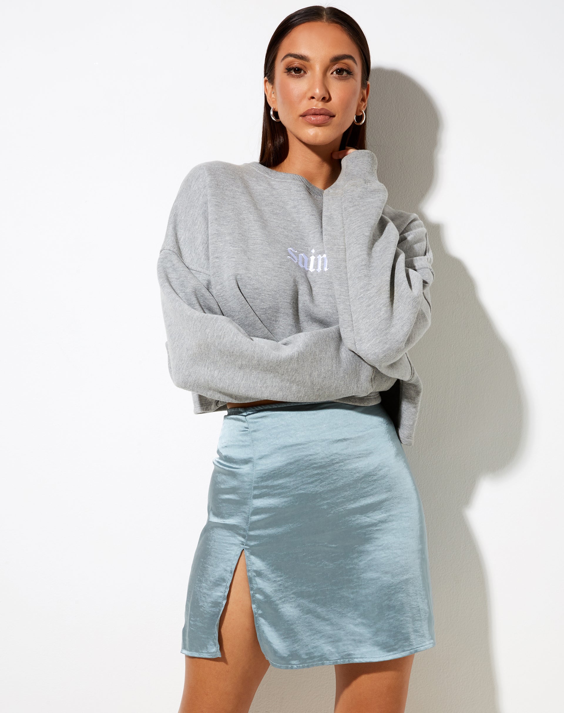 Immagine di SHENKA SKIRT SATIN SILVER BLUE#41