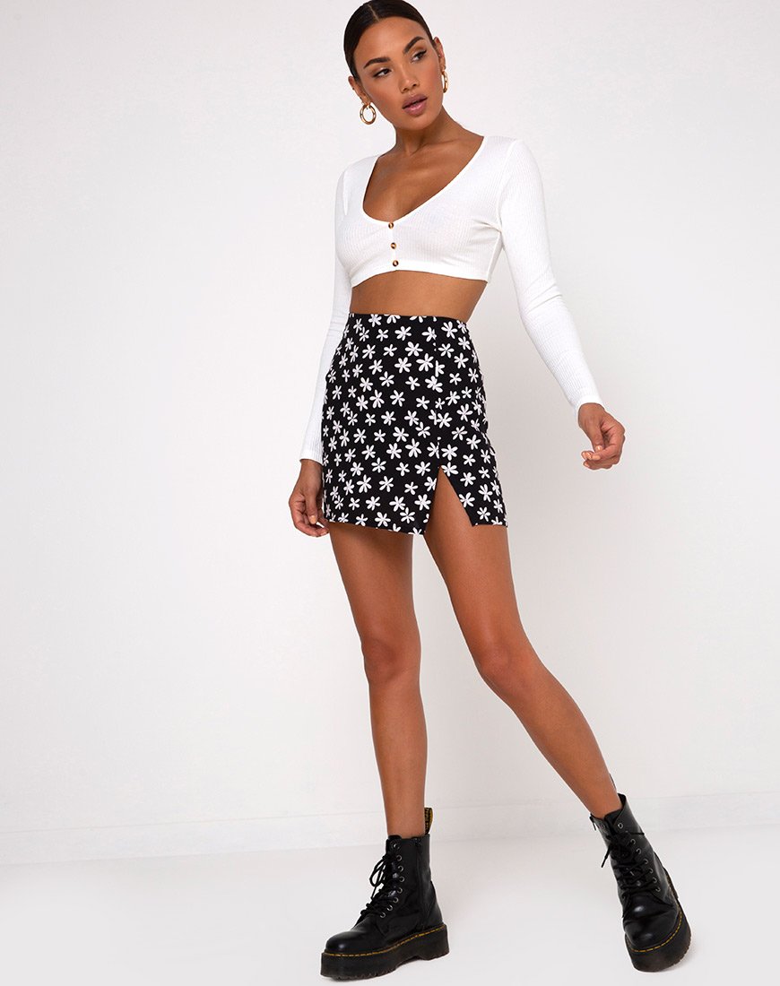 Immagine di Sheny Mini Gonna in 90s Daisy Bianco e Nero