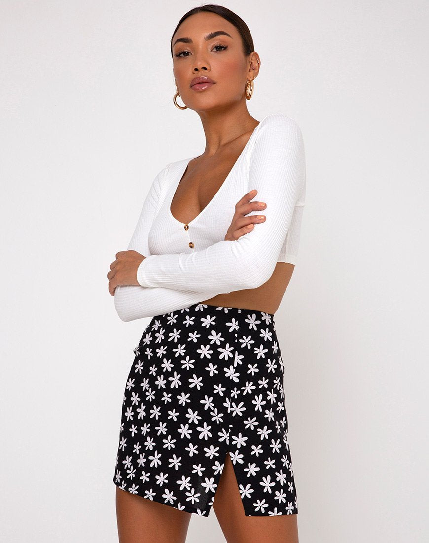 Immagine di Sheny Mini Gonna in 90s Daisy Bianco e Nero