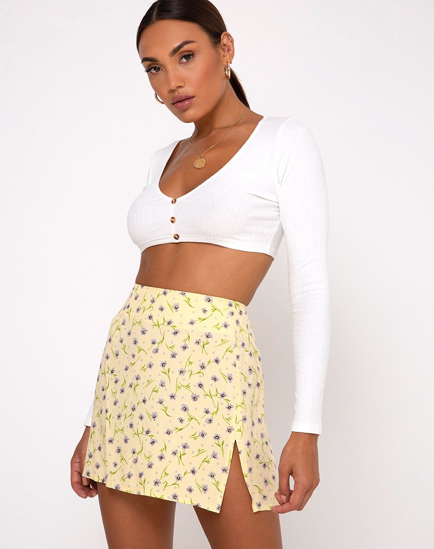 Minigonna Sheny in fiore selvatico Lemon Drop