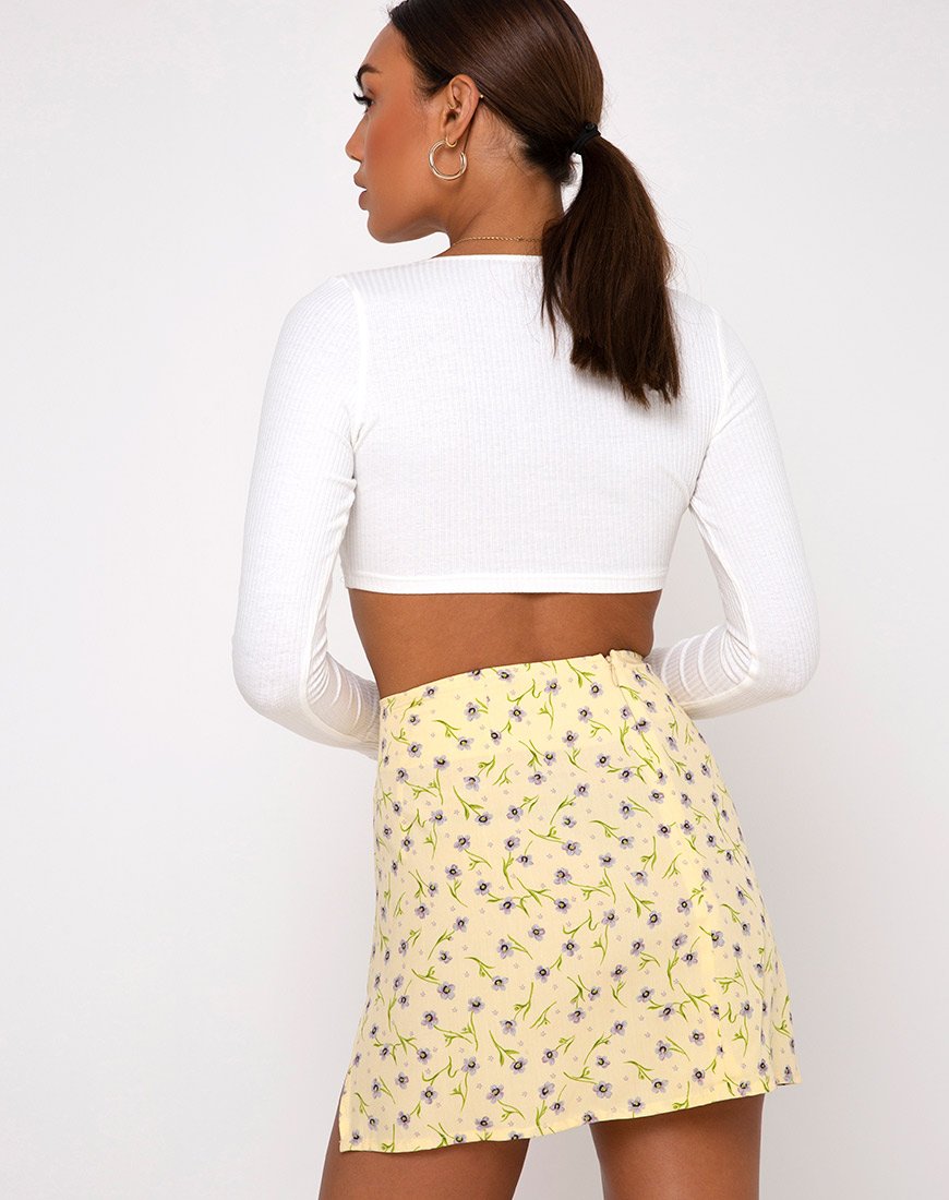 Minigonna Sheny in fiore selvatico Lemon Drop