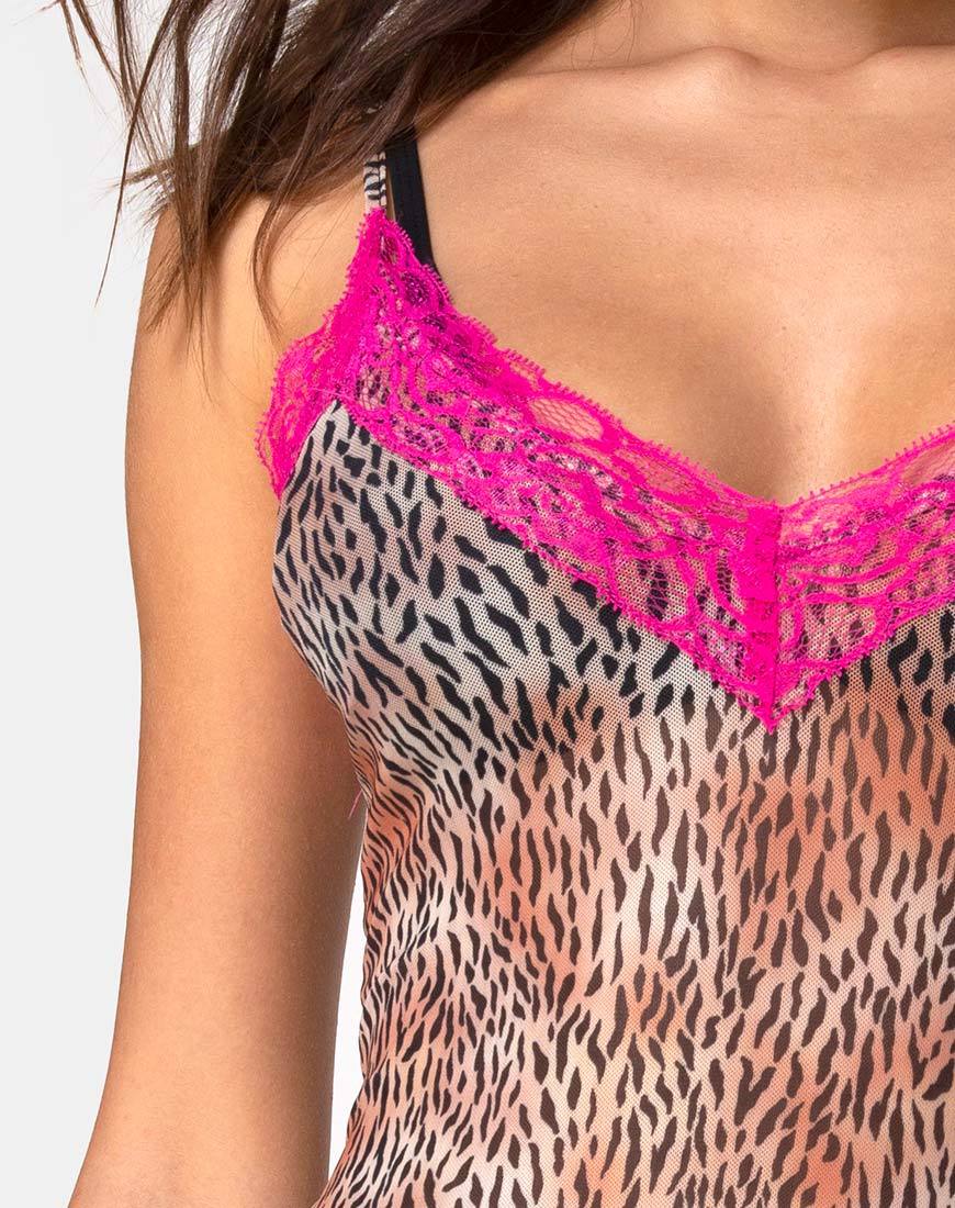 Immagine di Sheys Abito Mini Tiger Mesh con pizzo viola