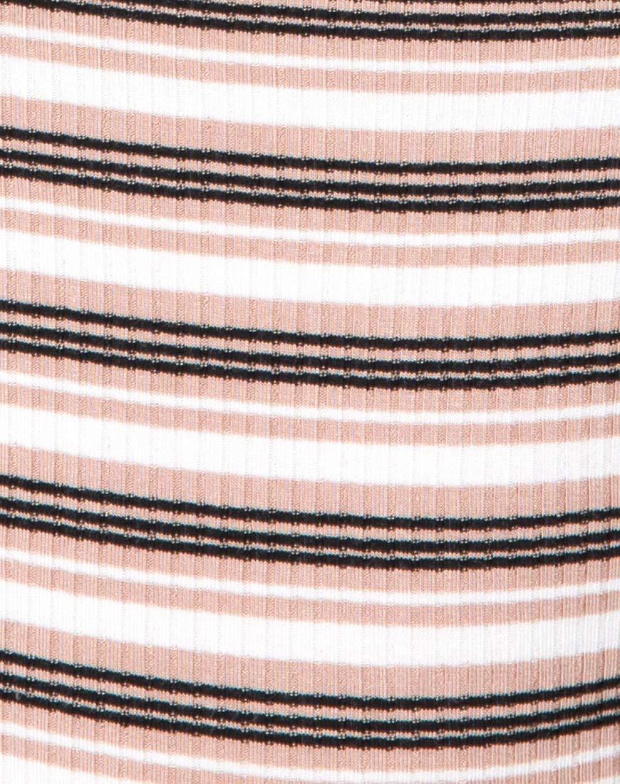 Immagine di Shidi Cutout Bodice in Rib Stripe Cream Nero e Tan
