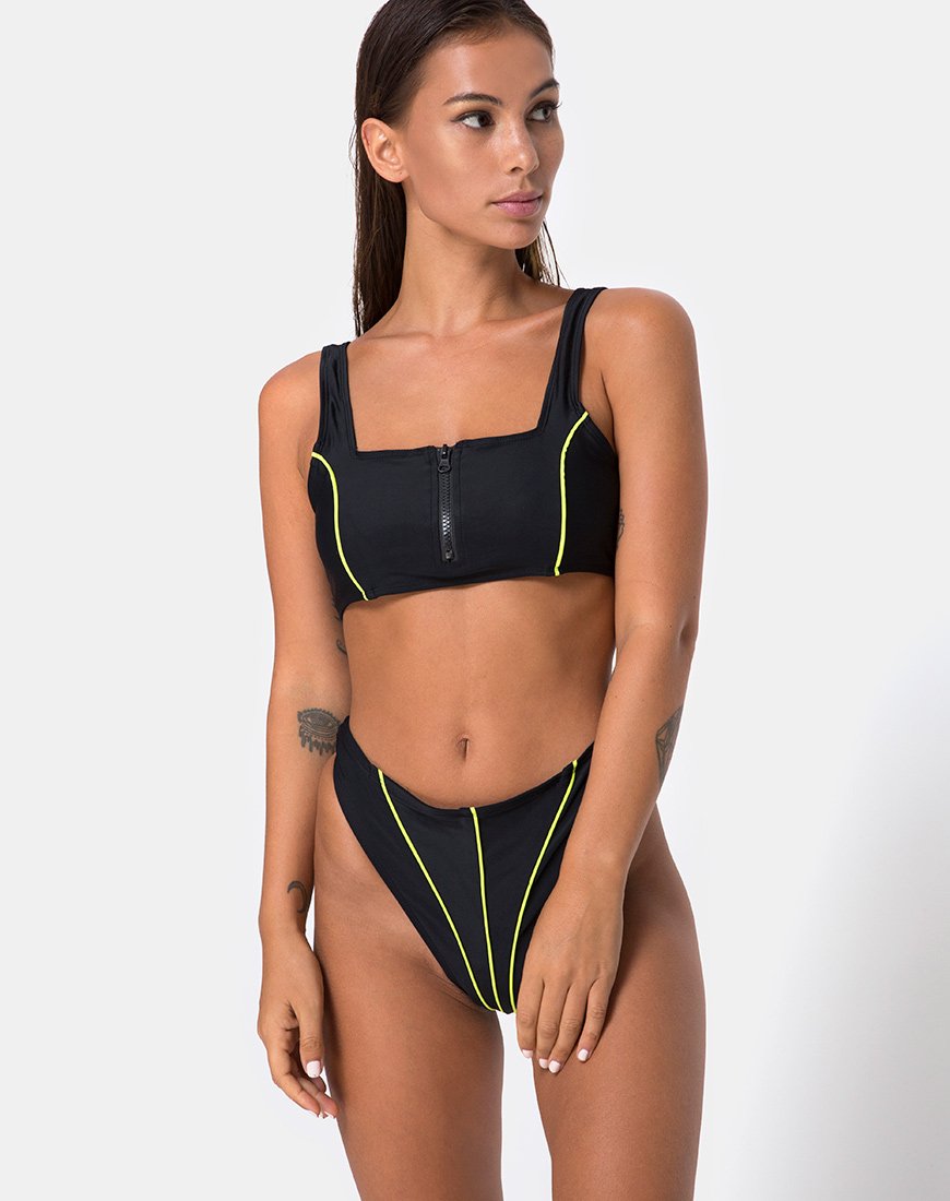 Immagine di Shielle Bikini Top nero con profili a contrasto