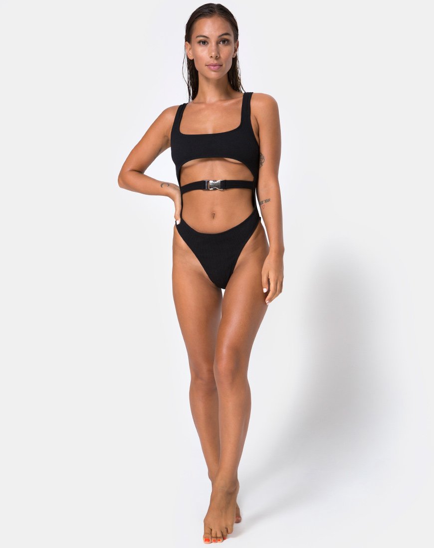 Immagine di Shila Cutout Swimsuit in Black Buckle