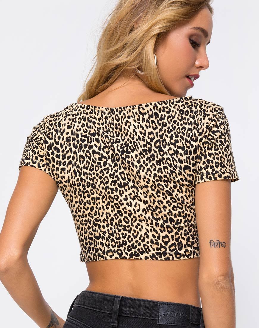 Top con ritaglio di Shim in Rar Leopard