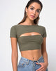 Immagine di Shim Cutout Crop Top in Khaki