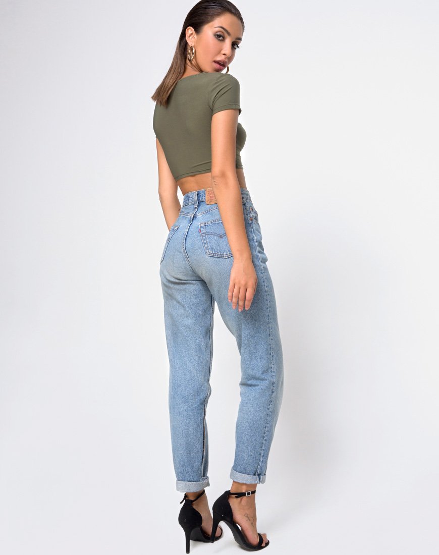 Immagine di Shim Cutout Crop Top in Khaki