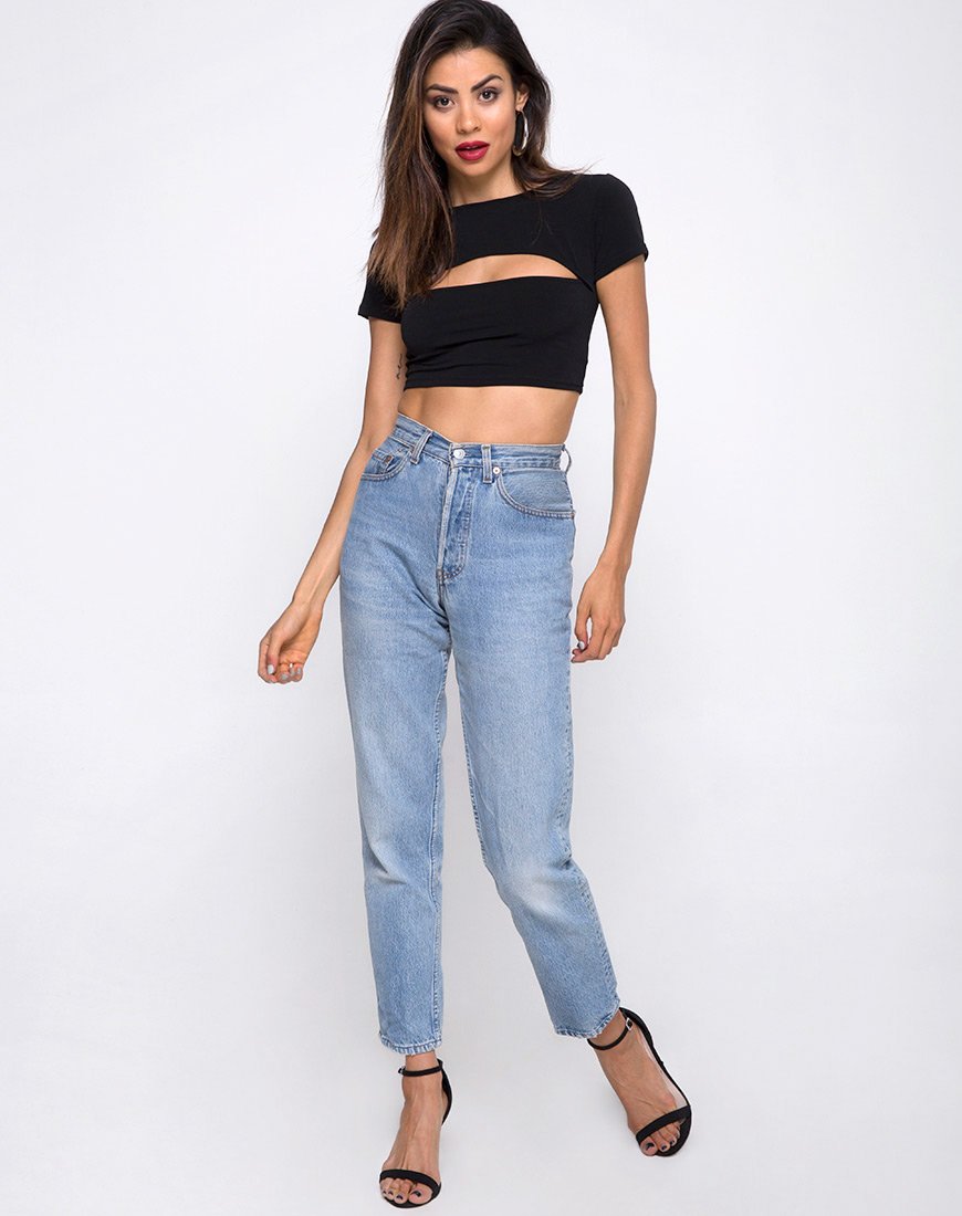 Immagine di Shim Cutout Crop Top in nero