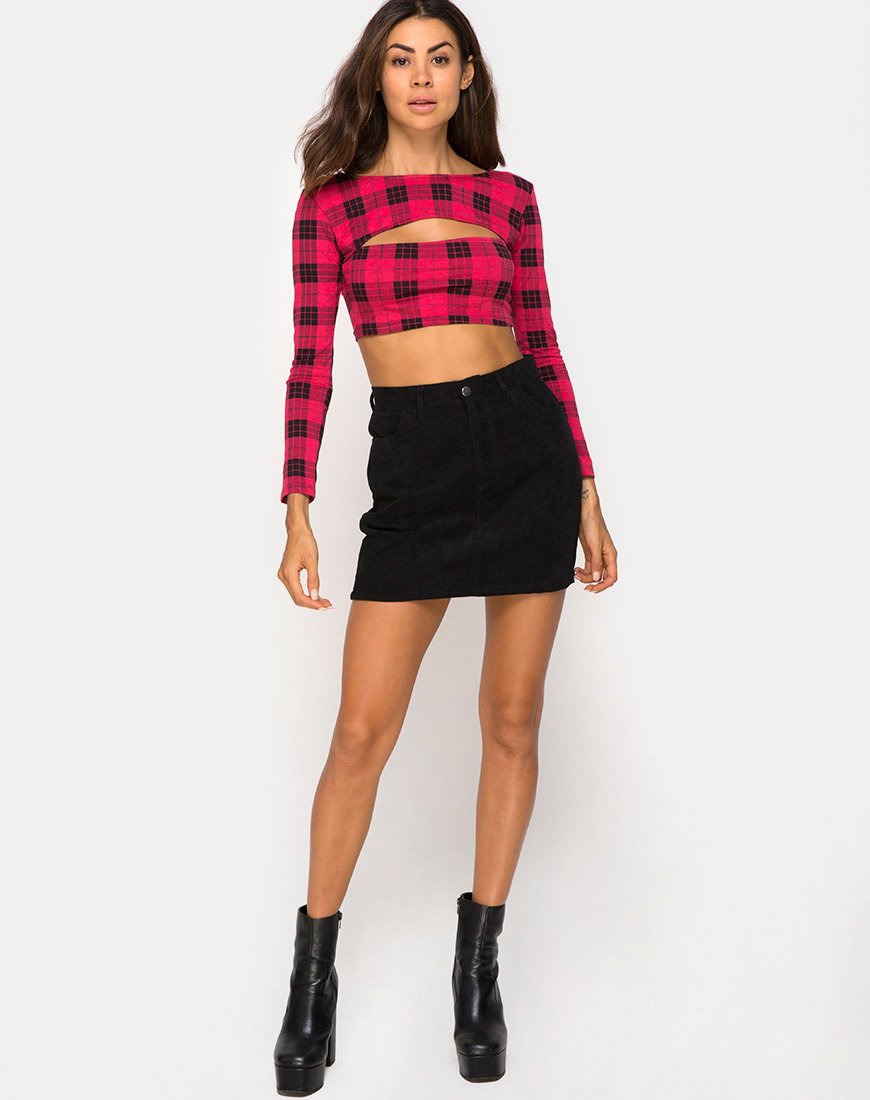 Immagine di Shimla Crop Top in Plaid Invernale Rosso / Nero