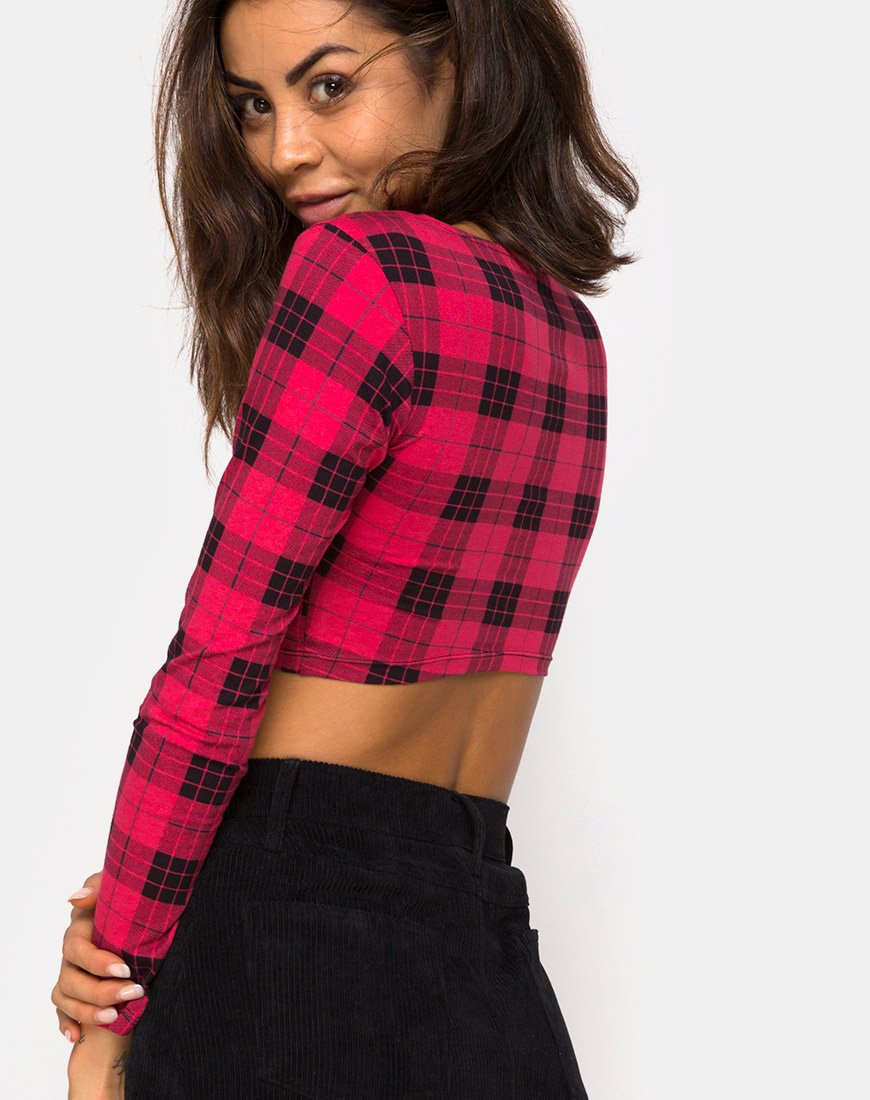 Immagine di Shimla Crop Top in Plaid Invernale Rosso / Nero