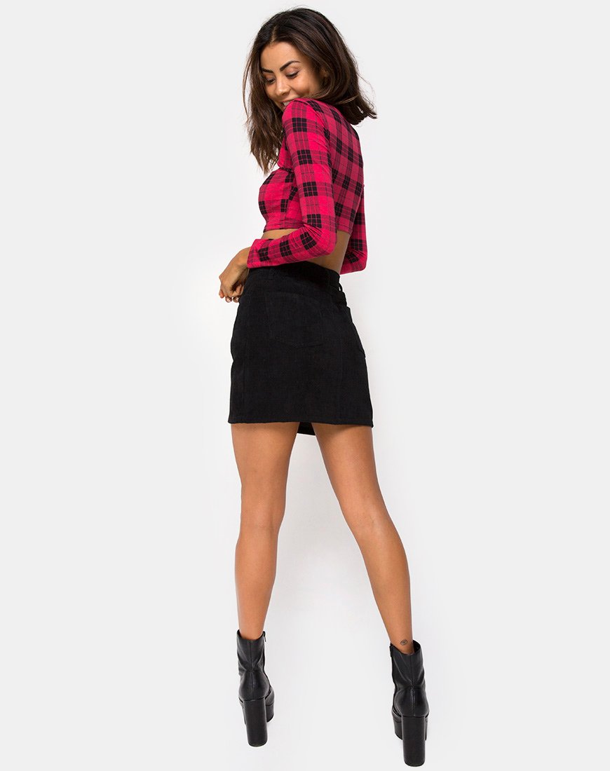 Immagine di Shimla Crop Top in Plaid Invernale Rosso / Nero
