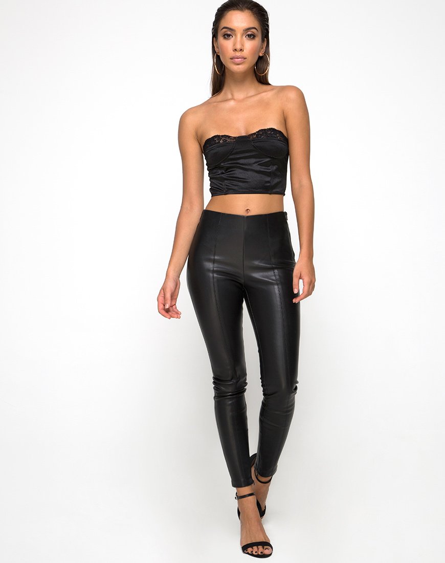 Immagine di Shisui Bralet in satin nero con pizzo