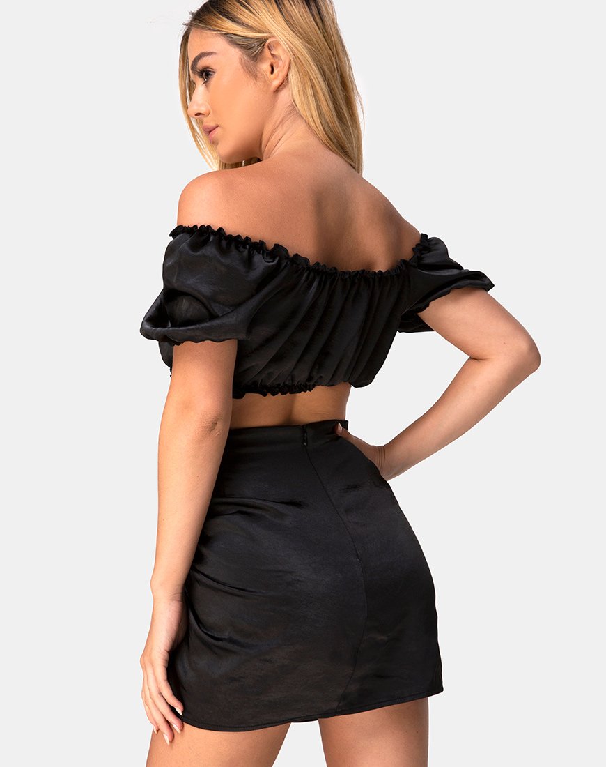 Minigonna Shoti in raso nero