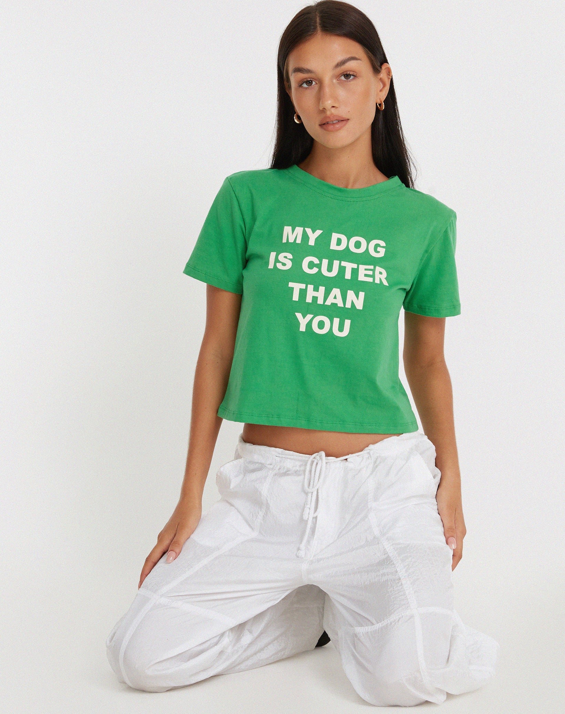 immagine di Shrunk Tee in Bush Green Il mio cane è più carino del tuo