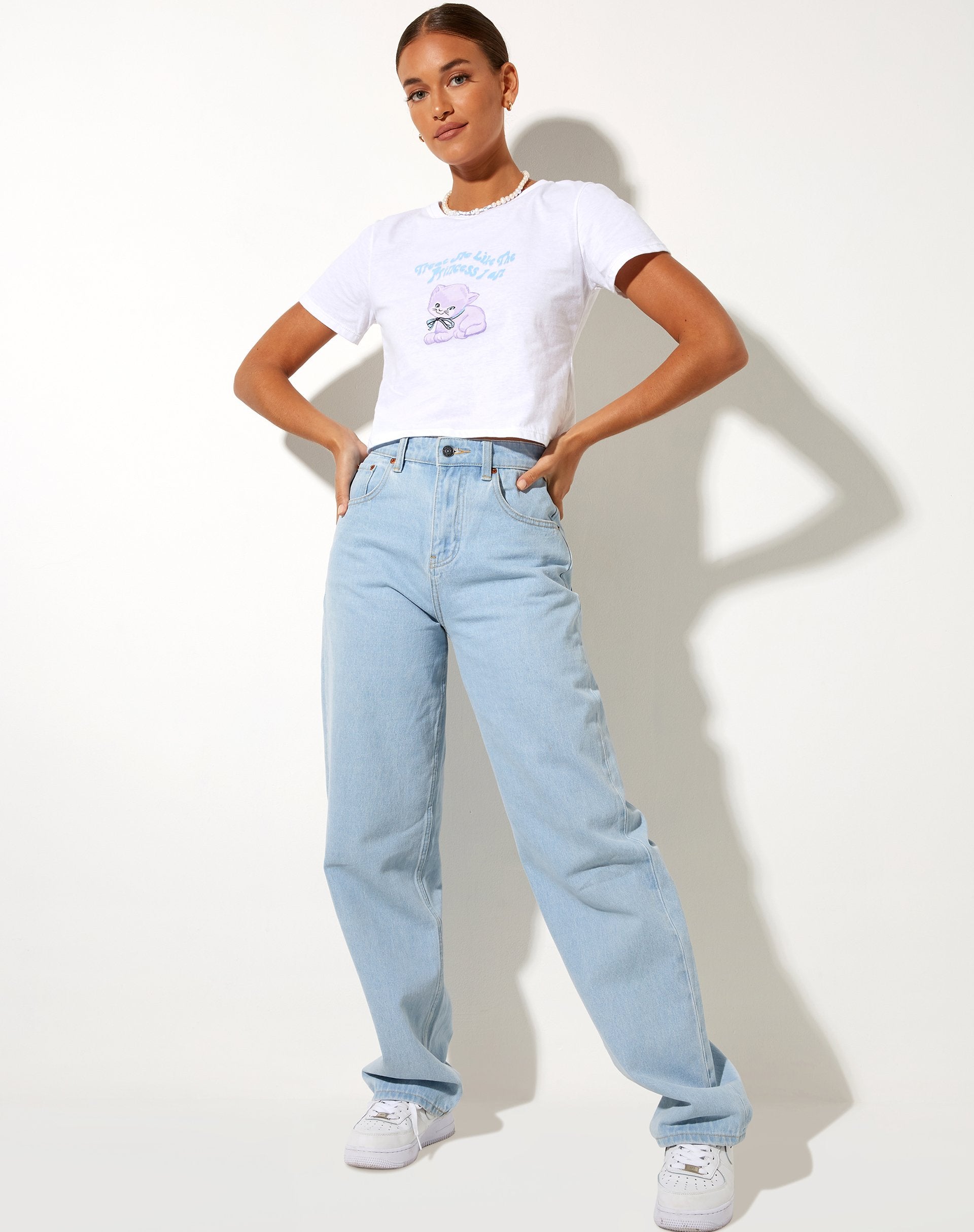 Immagine di Shrunk Tee in bianco Dreamy Kittens