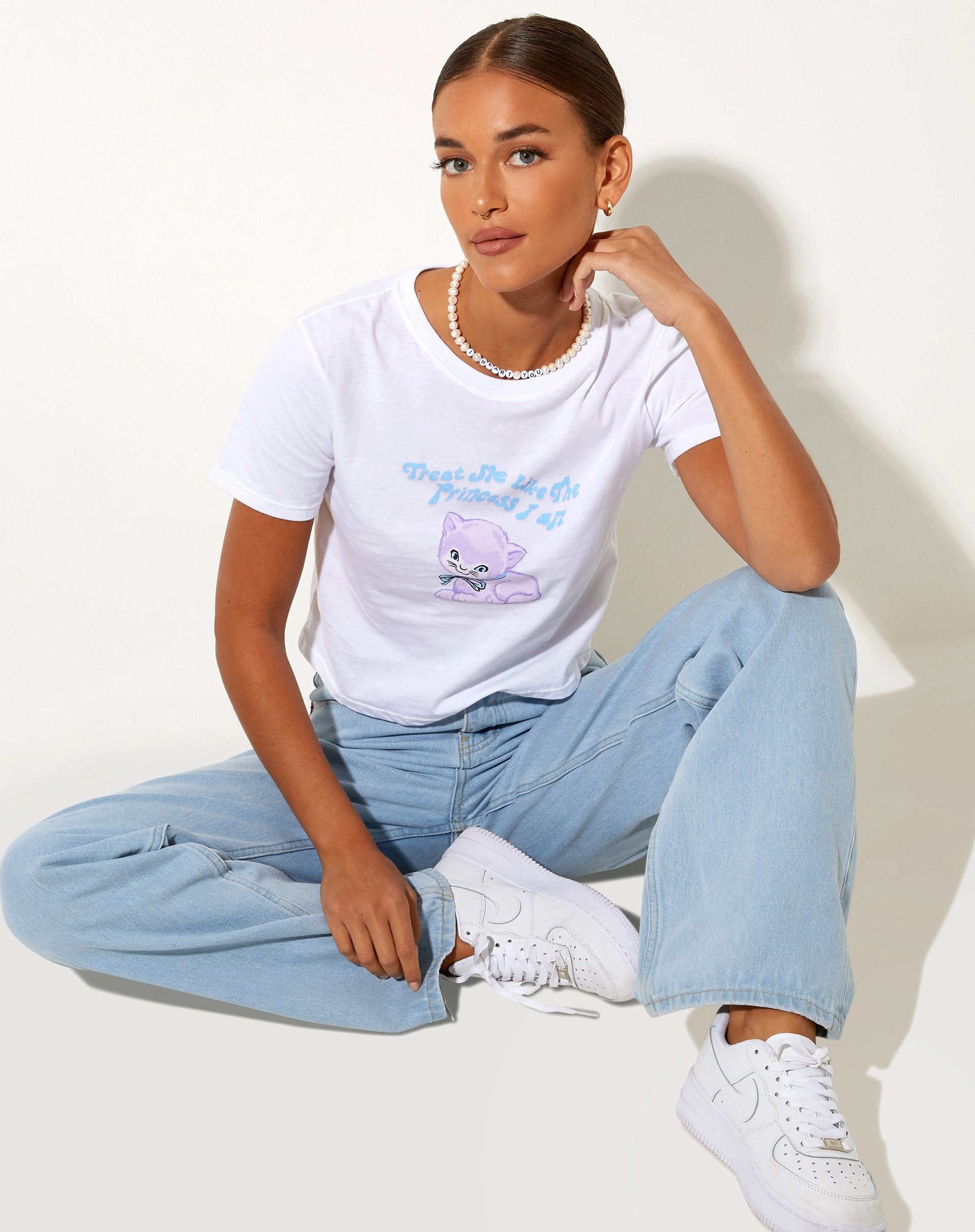 Immagine di Shrunk Tee in bianco Dreamy Kittens