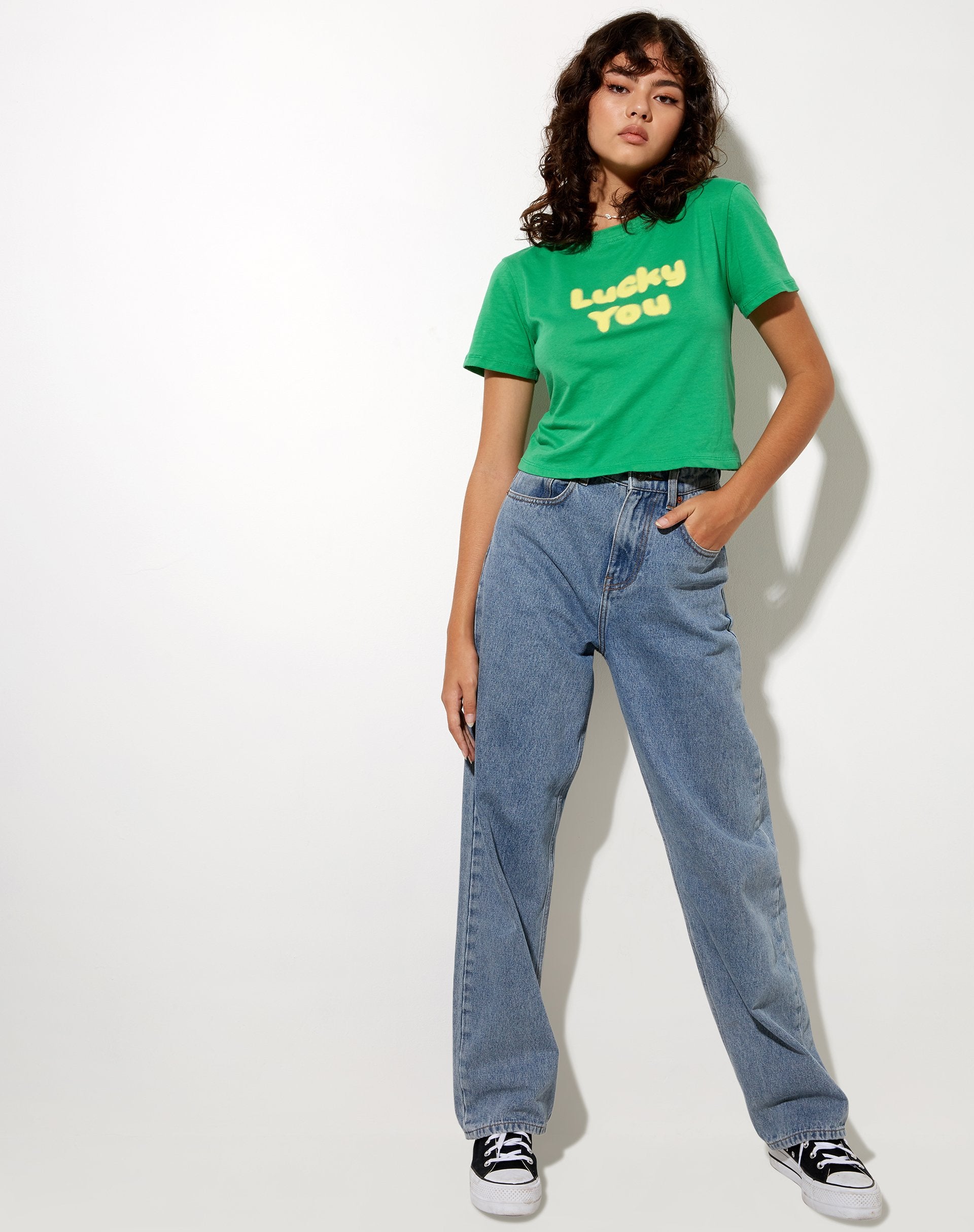 Immagine di Shrunk Tee in verde Lucky you