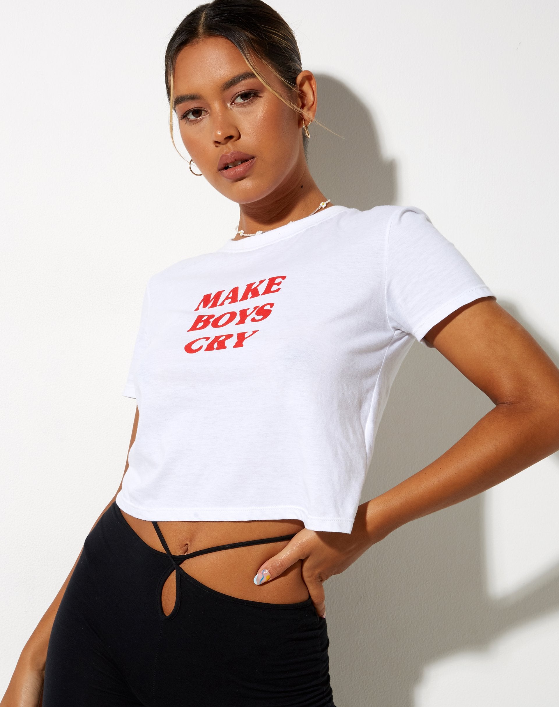 Immagine di Shrunk Tee in bianco Make Boys Cry