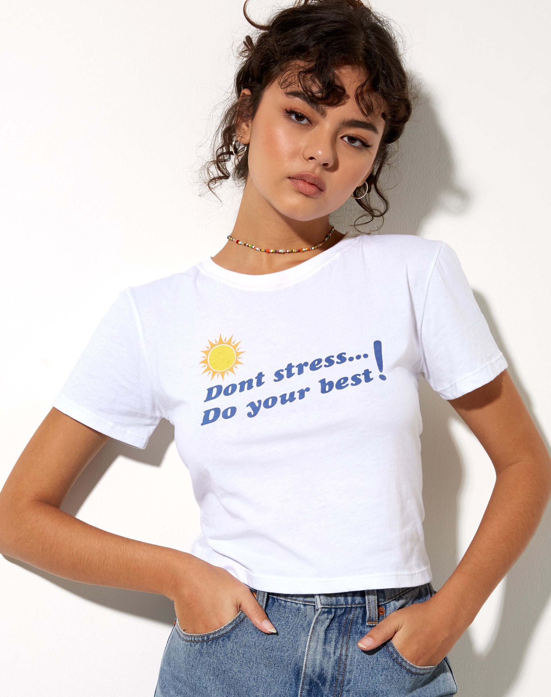 Immagine di Shrunk Tee in bianco Non stressarti, fai del tuo meglio