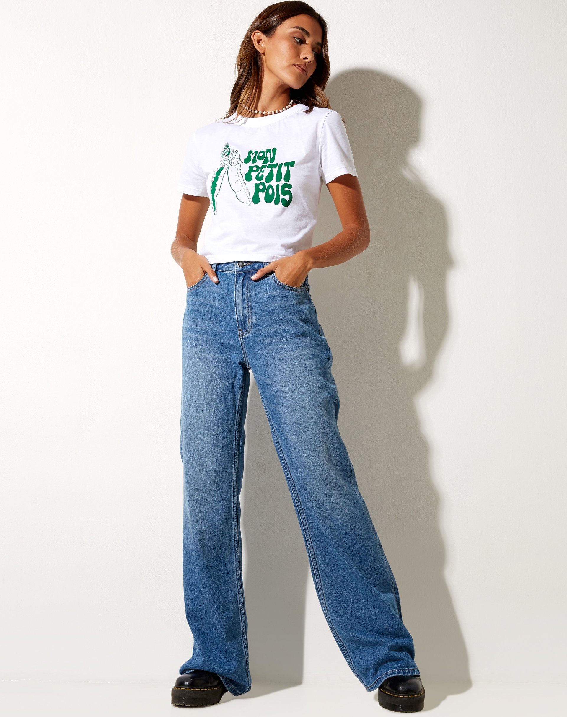 Immagine di Shrunk Tee in Bianco Mon Petit Pois