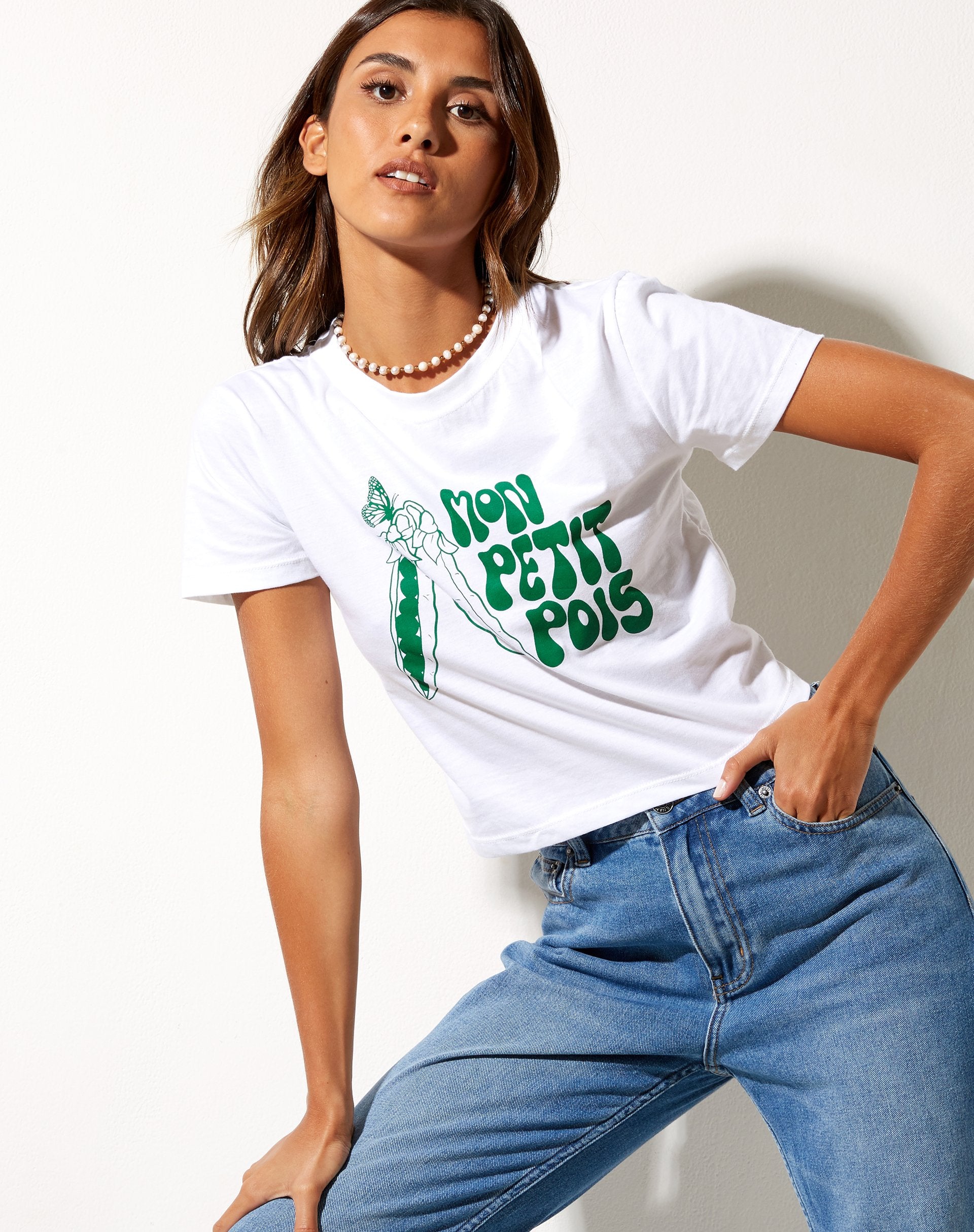 Immagine di Shrunk Tee in Bianco Mon Petit Pois