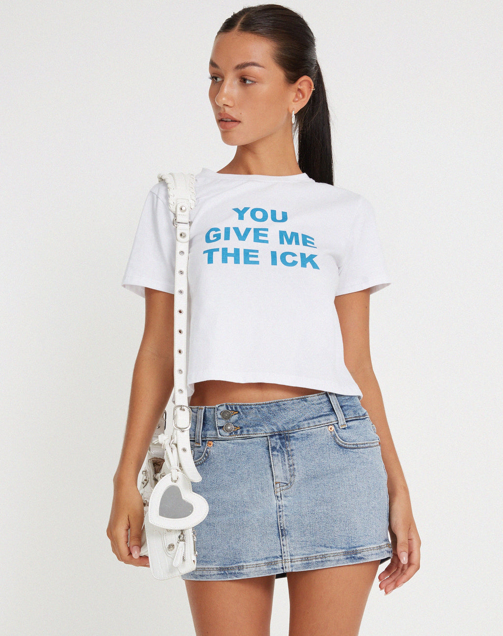 Maglietta striminzita in bianco You Give Me The Ick