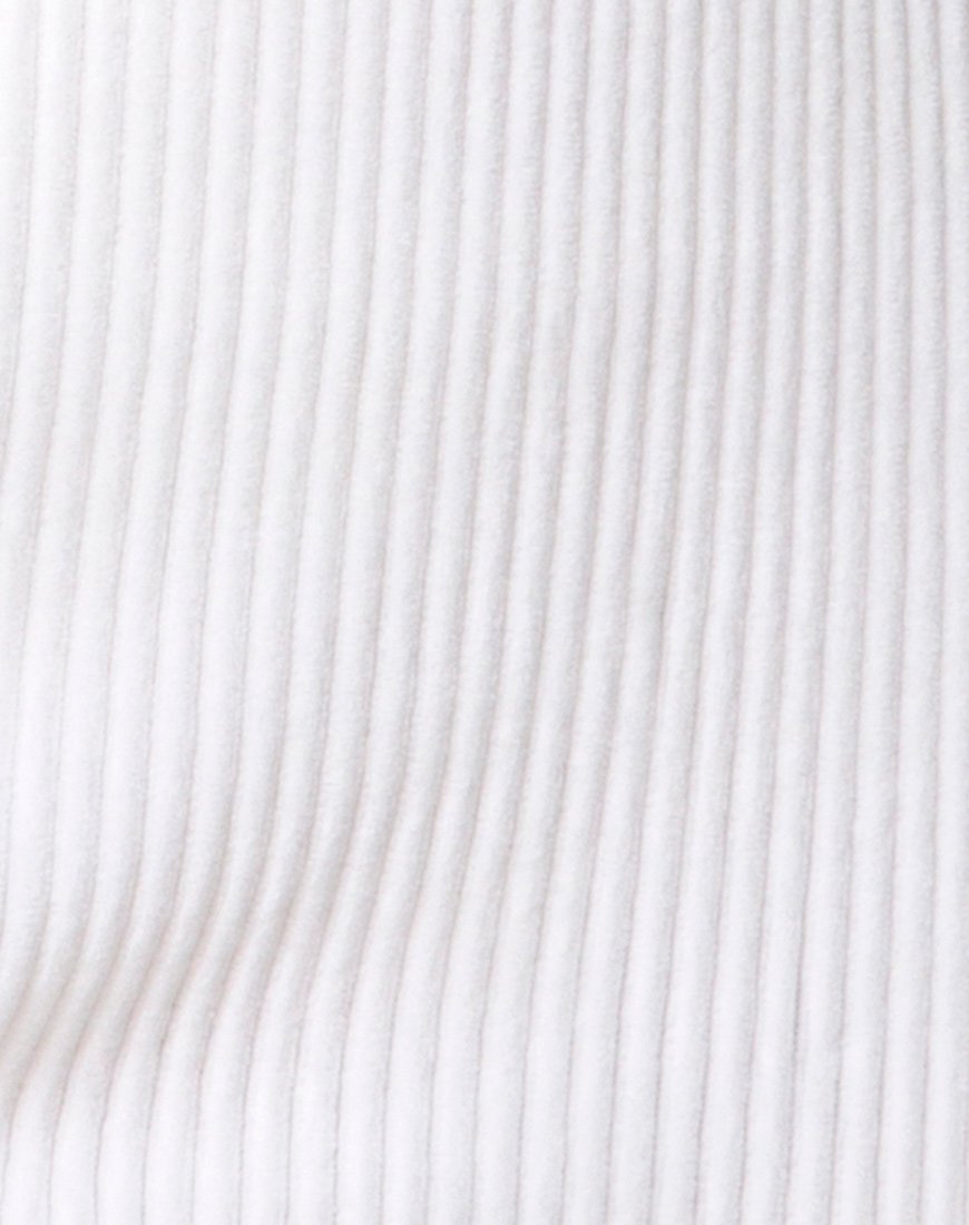 Immagine di Midi Cheri Split Gonna in velluto a coste bianco
