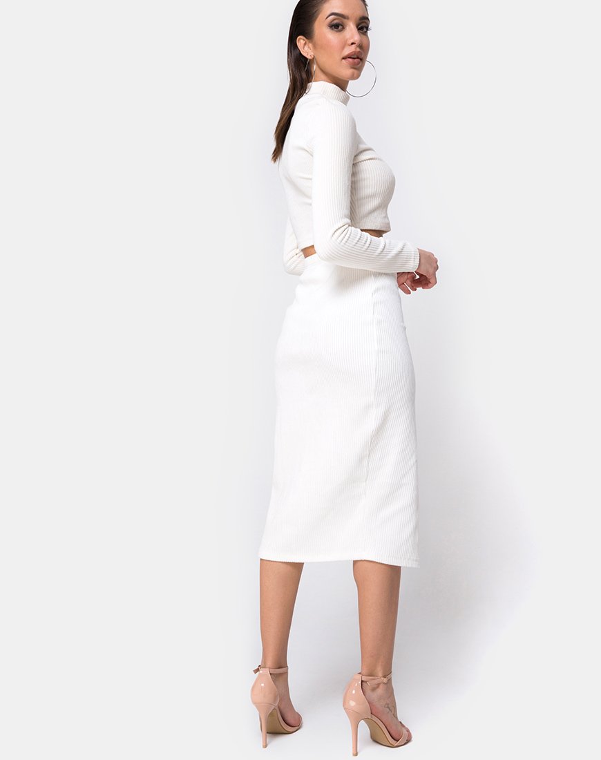 Immagine di Shureen Crop Top in velluto a costine Bianco