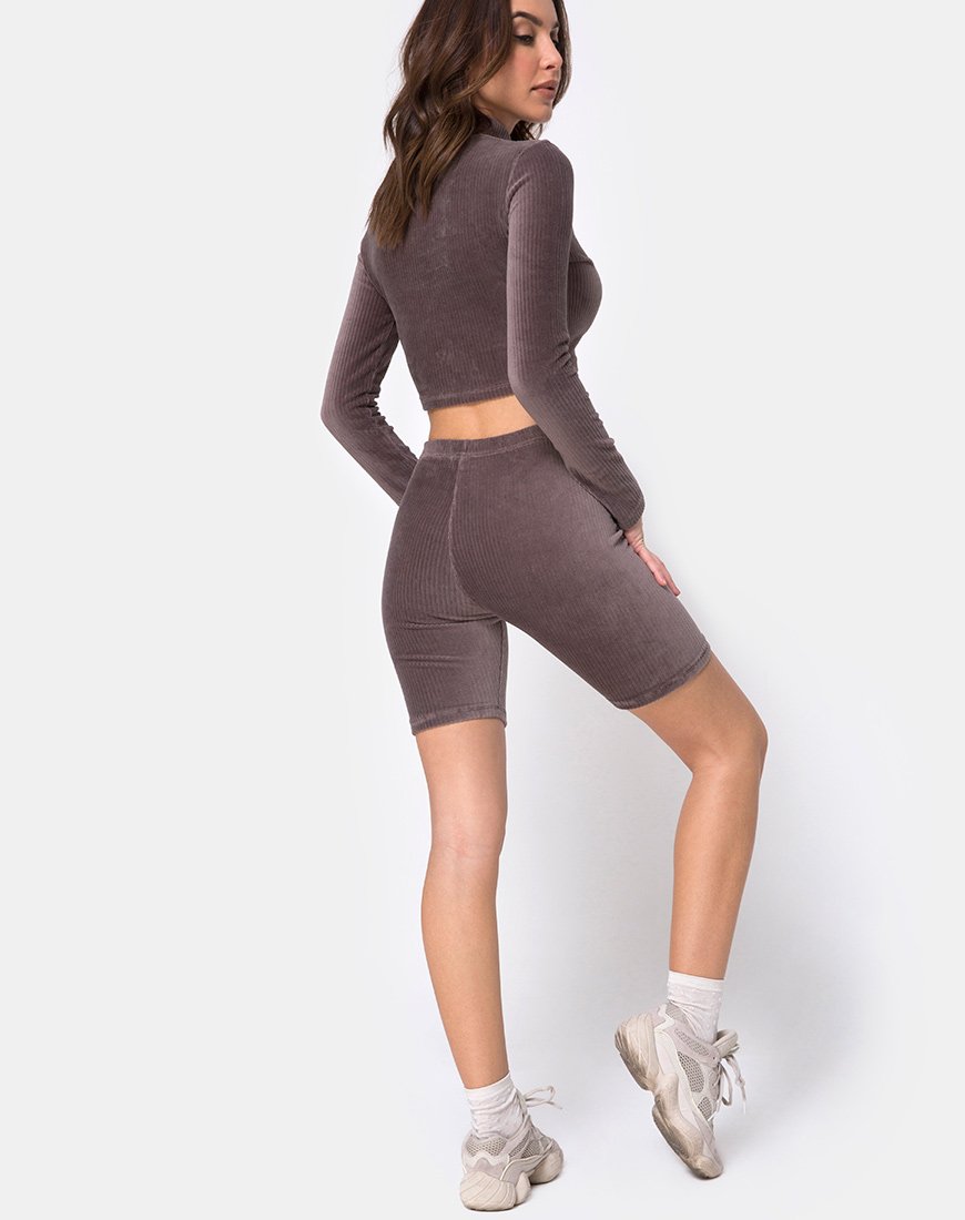 Immagine di Shureen Crop Top in velluto a coste moka