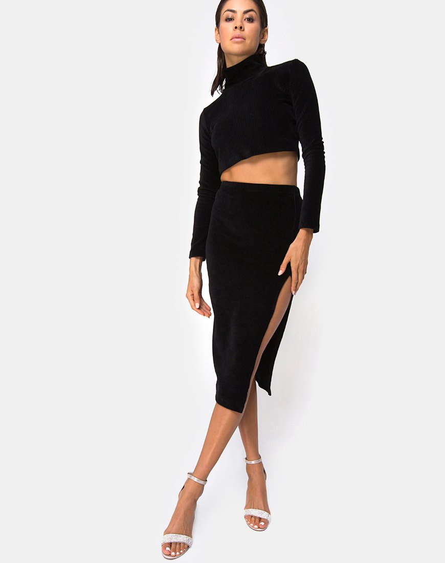 Immagine di Shureen Crop Top a costine nero