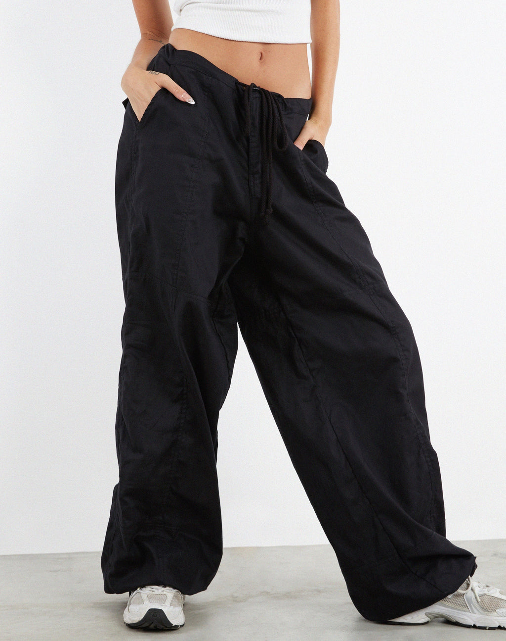 Pantaloni Phil a gamba larga in cotone Rami nero