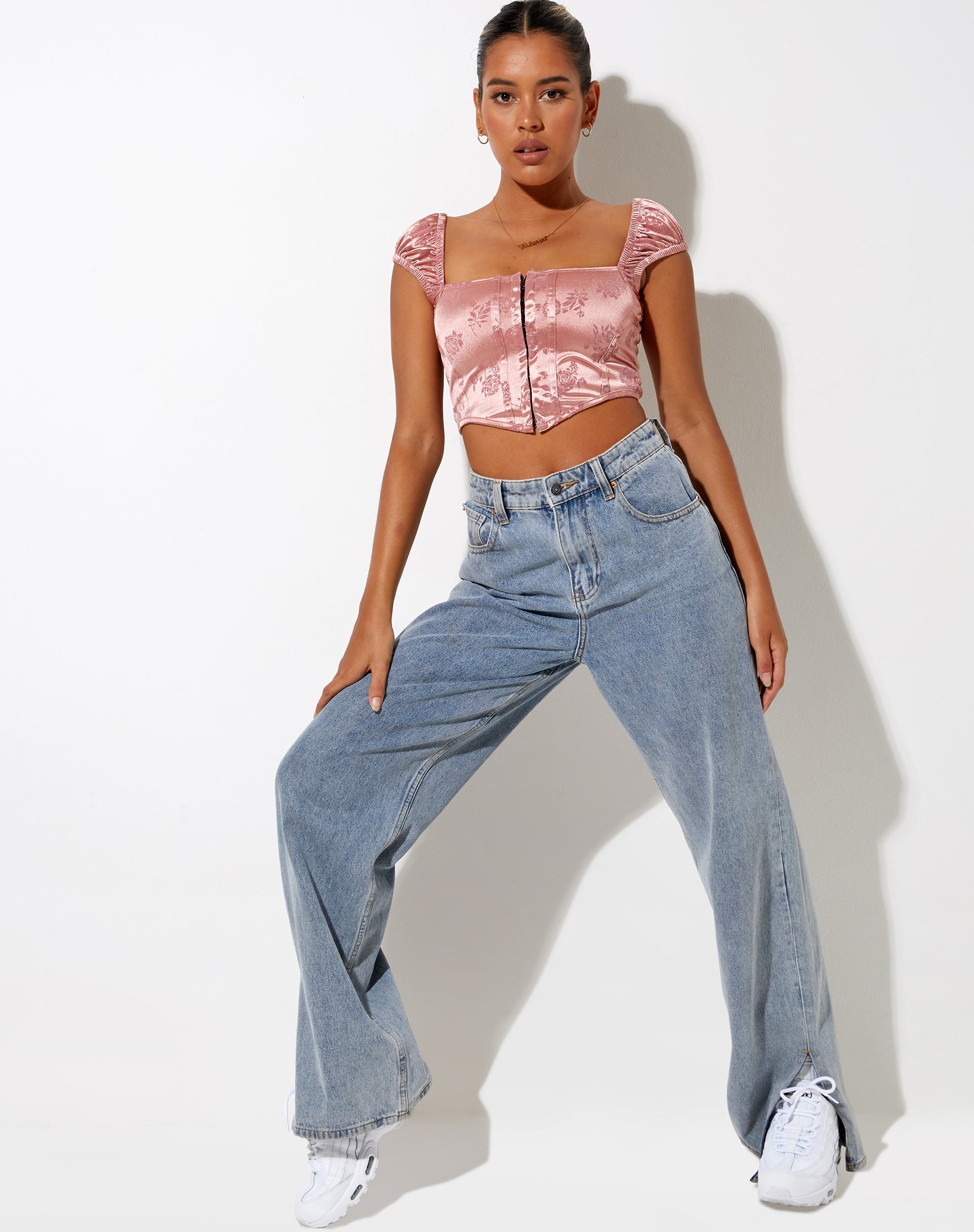 Immagine di Silicia Corsetto Top in Rose Flock Rosa pallido