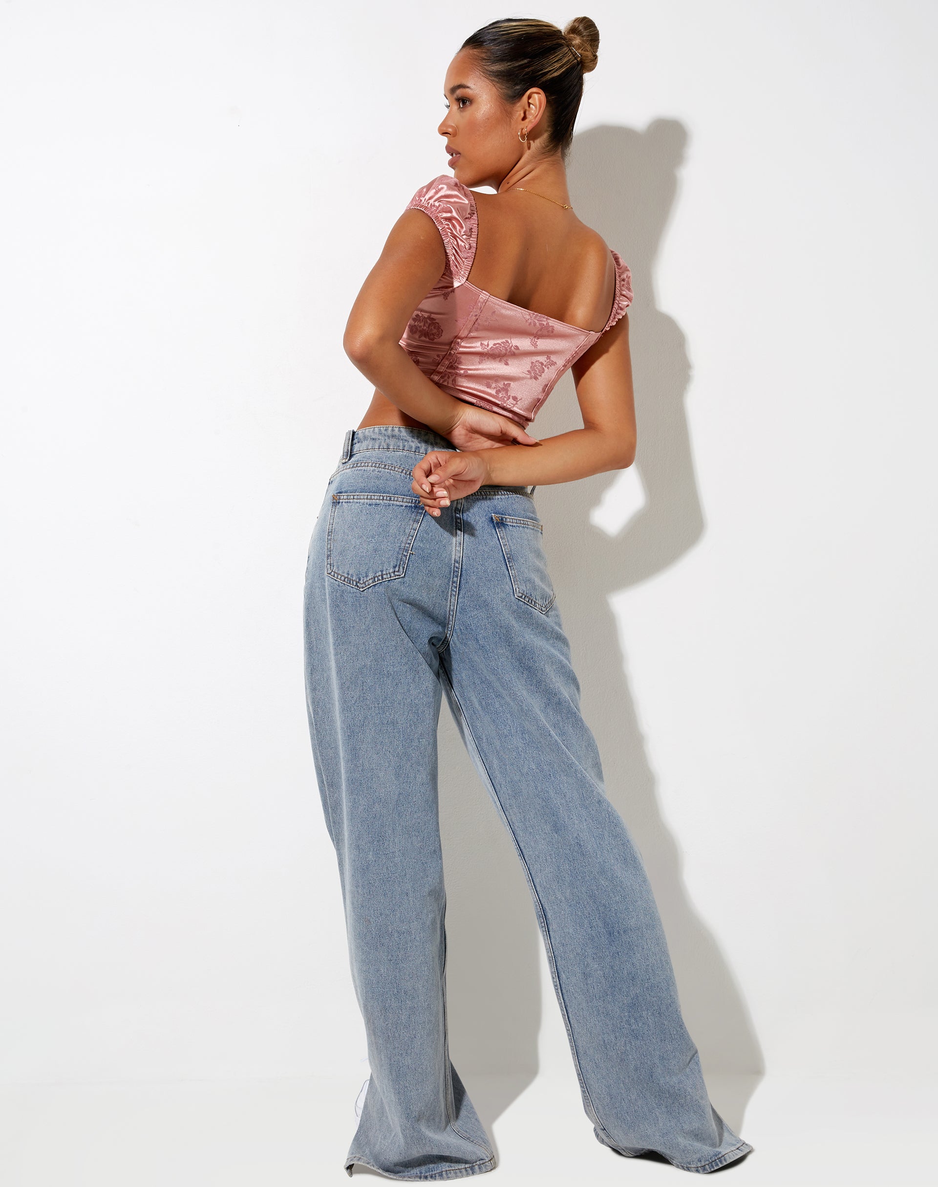 Immagine di Silicia Corsetto Top in Rose Flock Rosa pallido