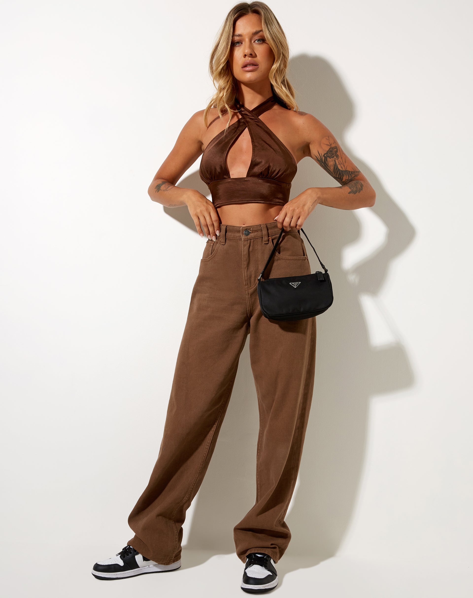 Immagine di Silta Crop Top in raso cioccolato