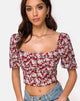 Immagine di Silvia Top in rosso con fascino floreale